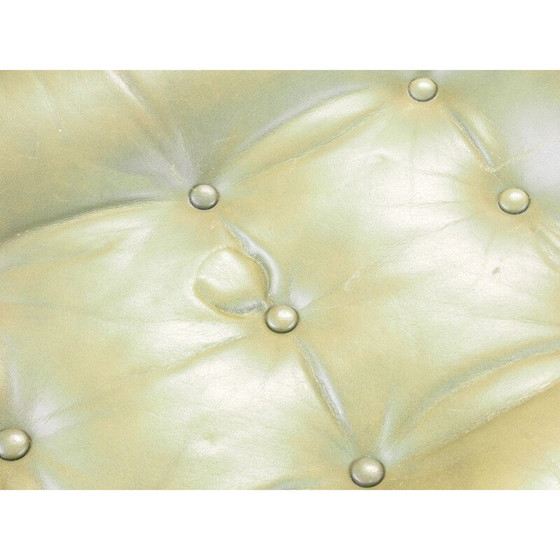 Image 1 of Vintage lounge chair with green leather and ottoman by G-Mobel, 1970s