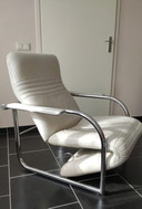 Fauteuil relax design en cuir ivoire (blanc)
