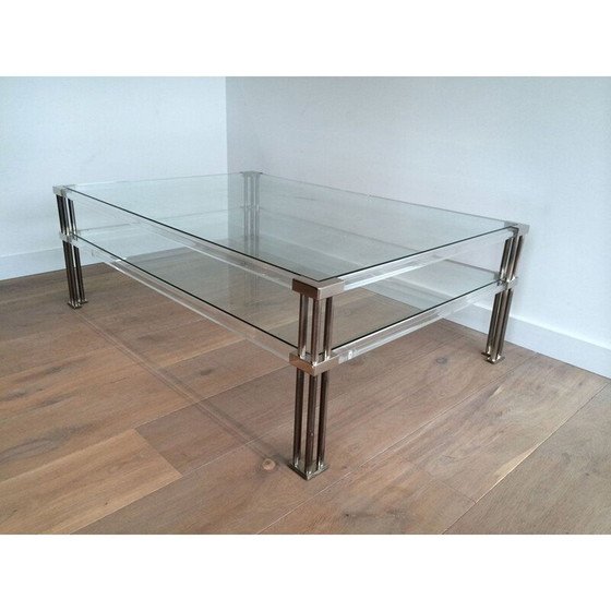 Image 1 of Vintage chrome and plexiglass coffee table, 1970