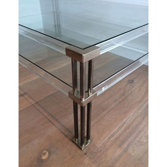 Image 1 of Vintage chrome and plexiglass coffee table, 1970