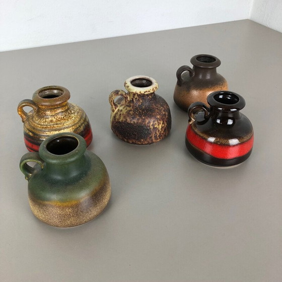 Image 1 of Set of 5 vintage fat lava ceramic vases by Scheurich, Germany 1970
