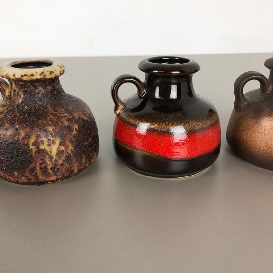 Image 1 of Set of 5 vintage fat lava ceramic vases by Scheurich, Germany 1970