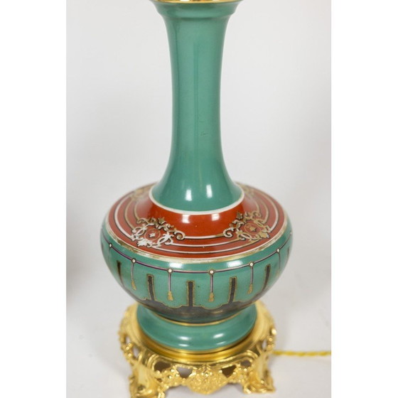Image 1 of Coppia di lampade d'epoca in porcellana parigina e bronzo, Francia 1850