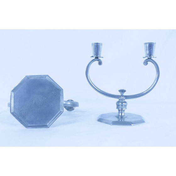 Image 1 of Pair of vintage pewter candlesticks by Gab, Sweden 1930