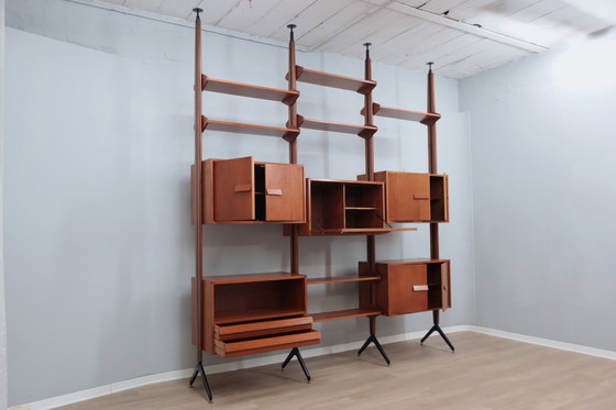 Image 1 of Mid Century Teak Modular Bookcase Av Arredamenti 1960S