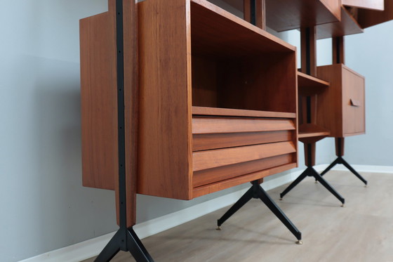 Image 1 of Mid Century Teak Modular Bookcase Av Arredamenti 1960S