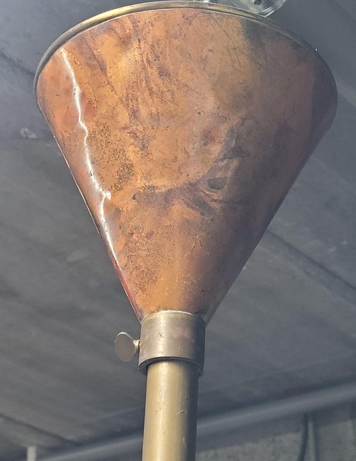 Plafonnier vintage en cuivre à 6 bras