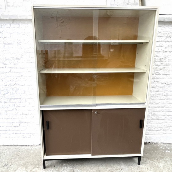 Image 1 of Display case - industrial, white-brown-ochre yellow | 1970s