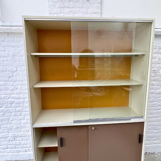 Image 1 of Display case - industrial, white-brown-ochre yellow | 1970s