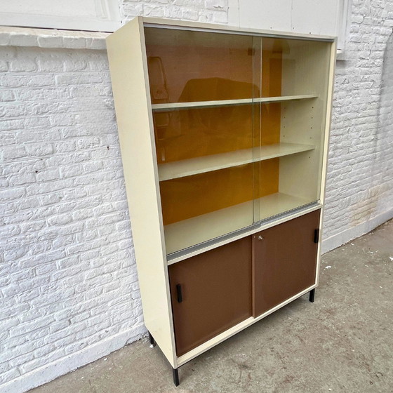 Image 1 of Display case - industrial, white-brown-ochre yellow | 1970s