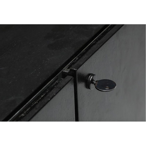 Image 1 of Vintage Brutalist sideboard in ebonized black oak and stone, 1970