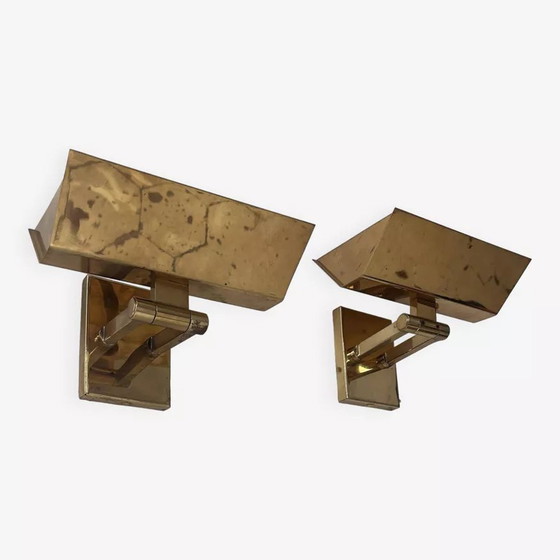 Image 1 of 2 applique da parete vintage regolabili, ottone massiccio, Italia 1970