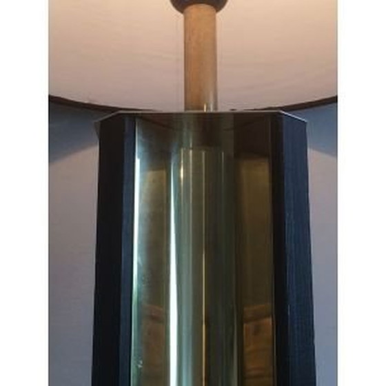 Image 1 of Lampada vintage francese in metallo dorato e legno, 1960