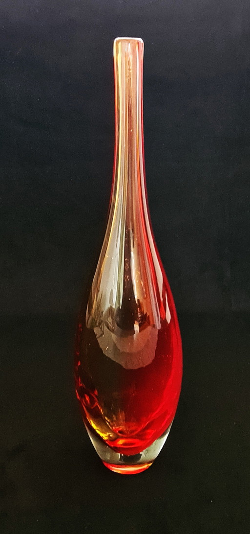 Murano Teardrop-Shaped Two-tone Glass Vase / Bottle - 60s/70s