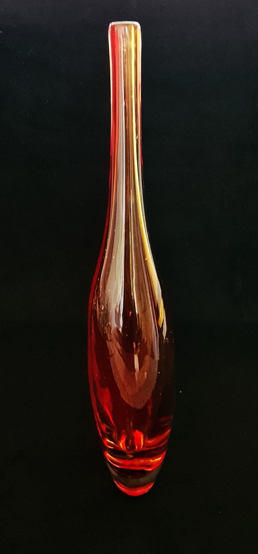 Murano Teardrop-Shaped Two-tone Glass Vase / Bottle - 60s/70s