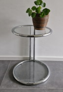 Side Table Round - Chrome With Glass 1980S - Bauhaus Style