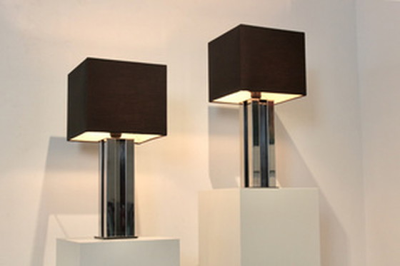 Image 1 of Chrome Mid-century Boulanger Table Lamps