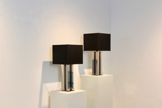 Image 1 of Chrome Mid-century Boulanger Table Lamps