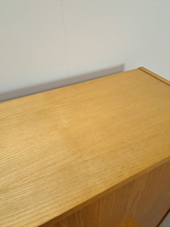 Image 1 of Hellerau veneer cabinet with steel legs and drawers