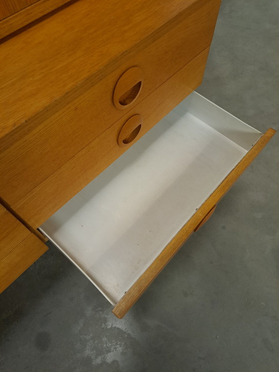 Image 1 of Hellerau veneer cabinet with steel legs and drawers