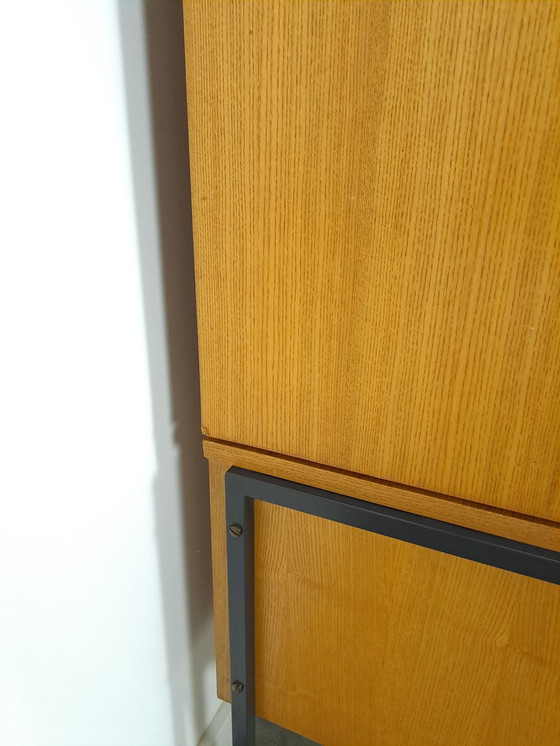 Image 1 of Hellerau veneer cabinet with steel legs and drawers