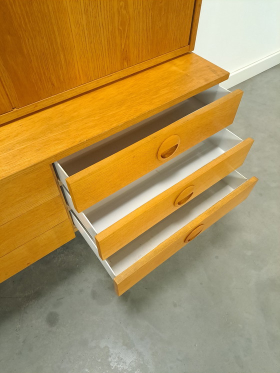 Image 1 of Hellerau veneer cabinet with steel legs and drawers