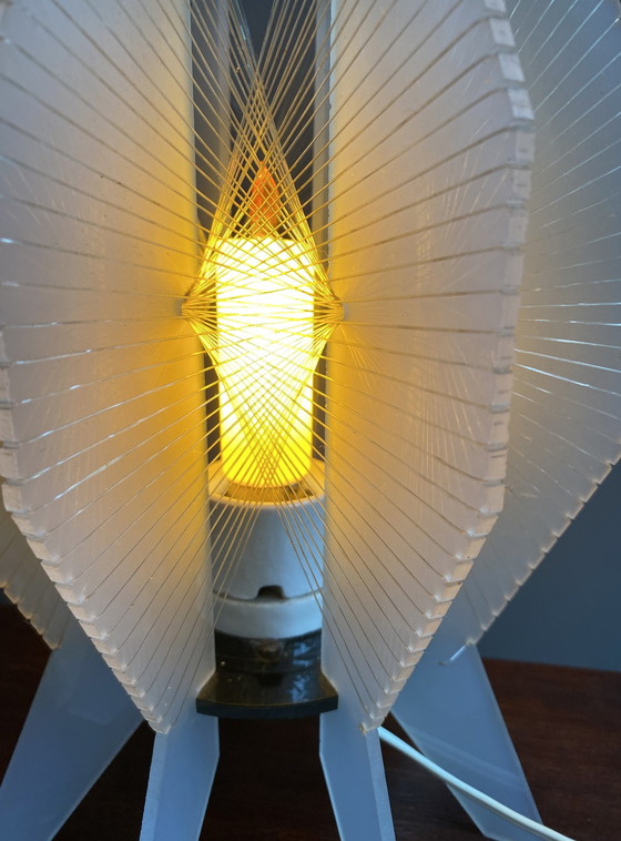 Image 1 of White Accrylic Wire Table Lamp Paul Secon Style 1970S