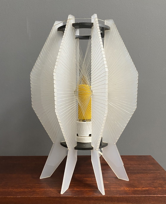 Image 1 of White Accrylic Wire Table Lamp Paul Secon Style 1970S