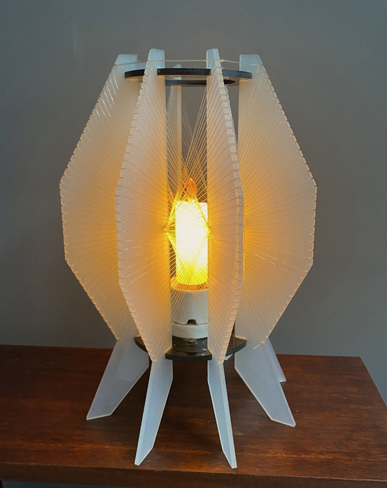 Image 1 of White Accrylic Wire Table Lamp Paul Secon Style 1970S