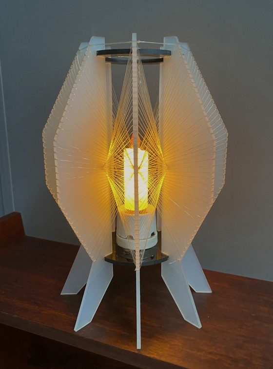 Image 1 of White Accrylic Wire Table Lamp Paul Secon Style 1970S