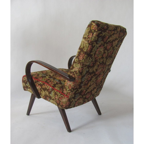 Image 1 of Poltrona vintage con motivo floreale di Jaroslav Šmídek per TON, Cecoslovacchia, anni '60