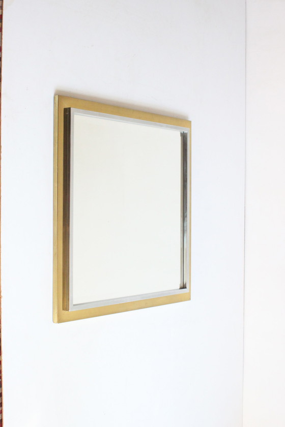 Image 1 of Belgo chrome brass mirror, 1970s.