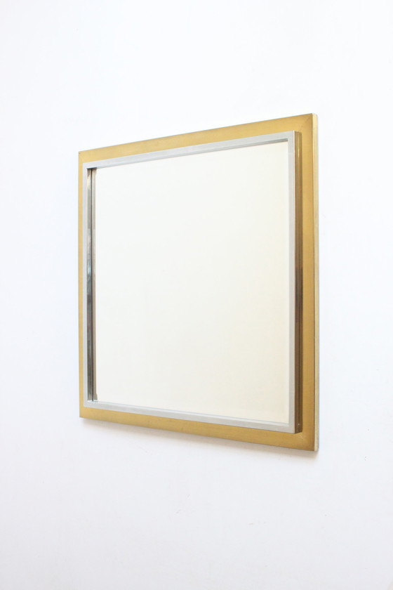 Image 1 of Belgo chrome brass mirror, 1970s.