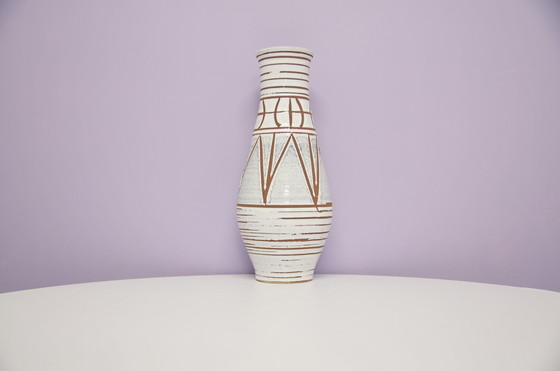 Image 1 of white geometric West Germany vase