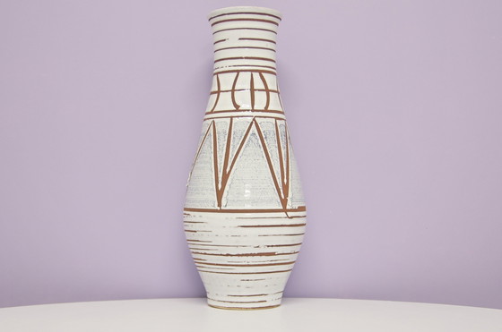 Image 1 of white geometric West Germany vase