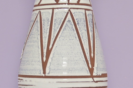 Image 1 of white geometric West Germany vase