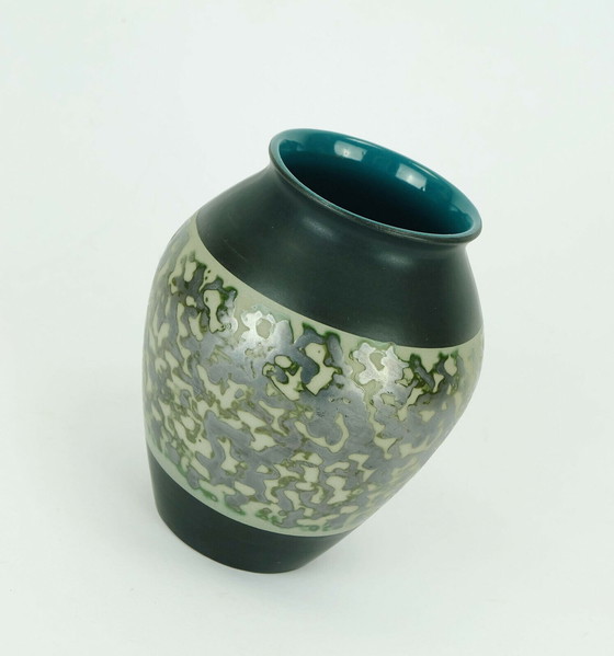 Image 1 of carstens VASE black gray metallic glaze model no. 1243-17 mid century 1960s 