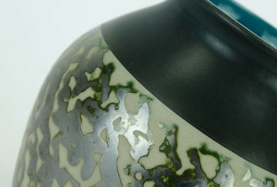 Image 1 of carstens VASE black gray metallic glaze model no. 1243-17 mid century 1960s 