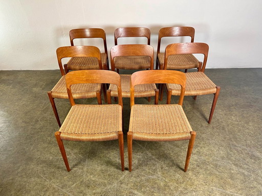 Set of 8 Niels Otto Møller chairs teak Model 75 Danish Design 1960
