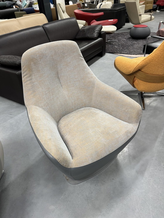 Image 1 of Leolux Cantate Swivel armchair gray fabric leather 