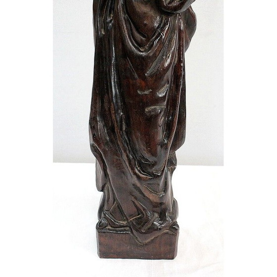 Image 1 of Vintage sculpture of a woman and her child in redwood