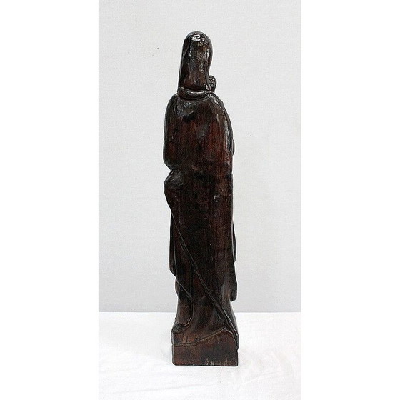 Image 1 of Vintage sculpture of a woman and her child in redwood