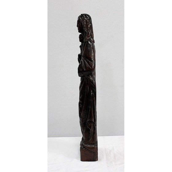 Image 1 of Vintage sculpture of a woman and her child in redwood