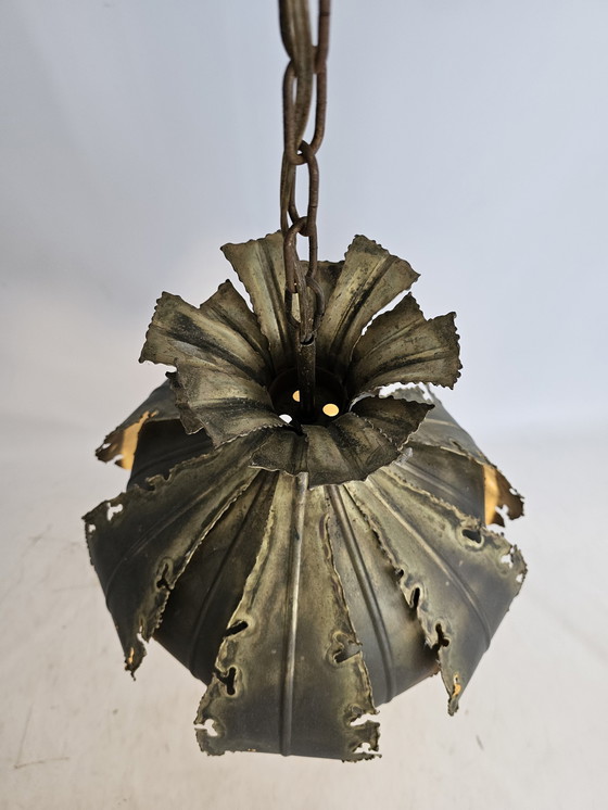 Image 1 of Svend Aage Holm Sørensen pendant lamp copper leaves brutalist