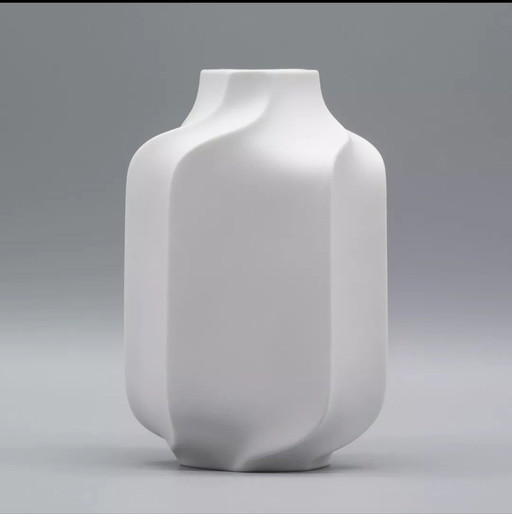 Rare Heinrich Bisque Porcelain Twisted Vase Vintage 60S 70S Design Op-Art Relief