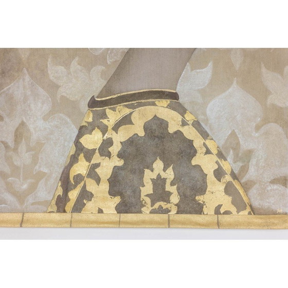 Image 1 of Vintage painted canvas depicting a noble woman in profile, France