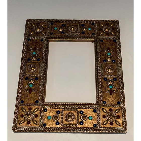 Image 1 of Vintage ceramic frame with fine stone inlays, France 1970