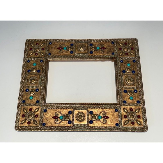 Image 1 of Vintage ceramic frame with fine stone inlays, France 1970