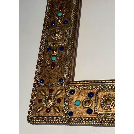Image 1 of Vintage ceramic frame with fine stone inlays, France 1970