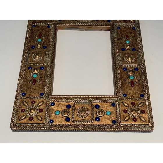 Image 1 of Vintage ceramic frame with fine stone inlays, France 1970